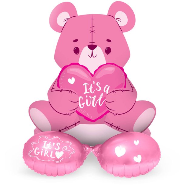 Folie Ballon, Bamse,  'It's a Girl' Pink - 61 cm