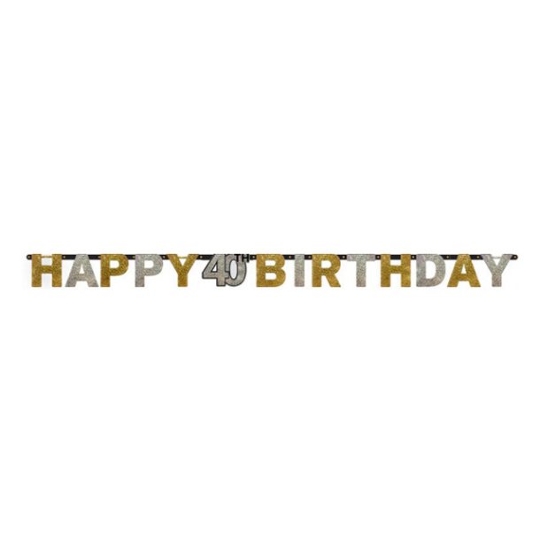 40 rs "Happy 40 Birthday" banner, 2,13 m.