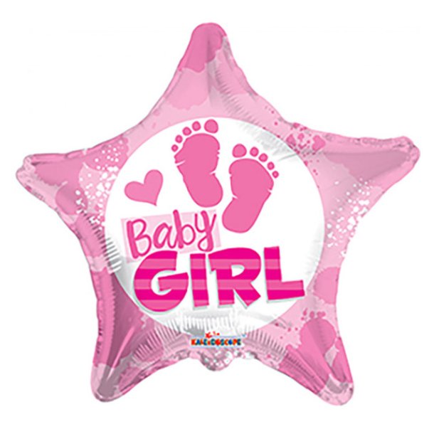Folieballon stjerne BABY GIRL - 46 cm