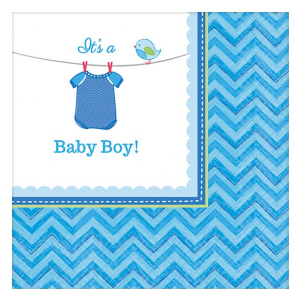 Servietter  "Its a baby boy" 16 stk. 25 cm, Lysebl