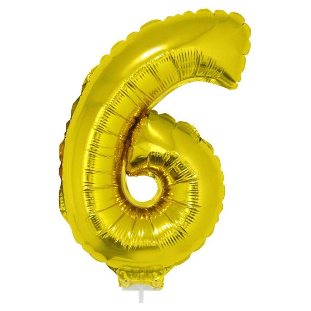 Ballon tal i folie  6 (Guld) - 40 cm.