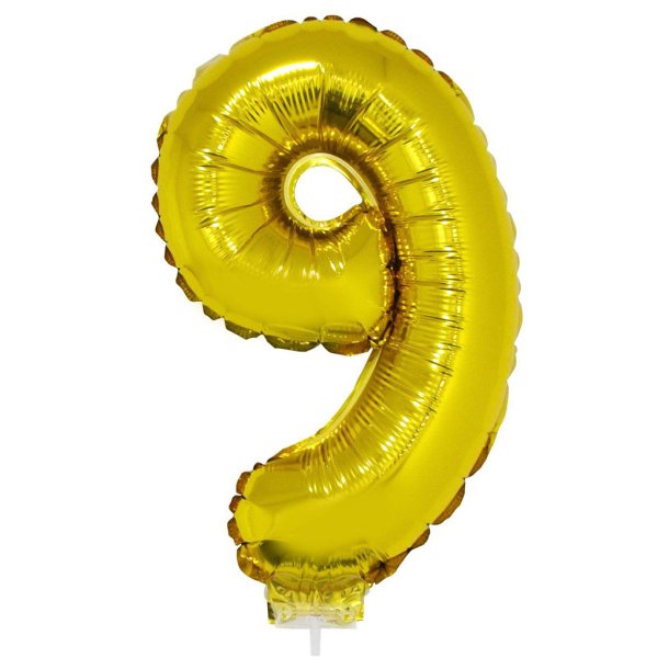 Ballon tal i folie  9 (Guld) - 40 cm.