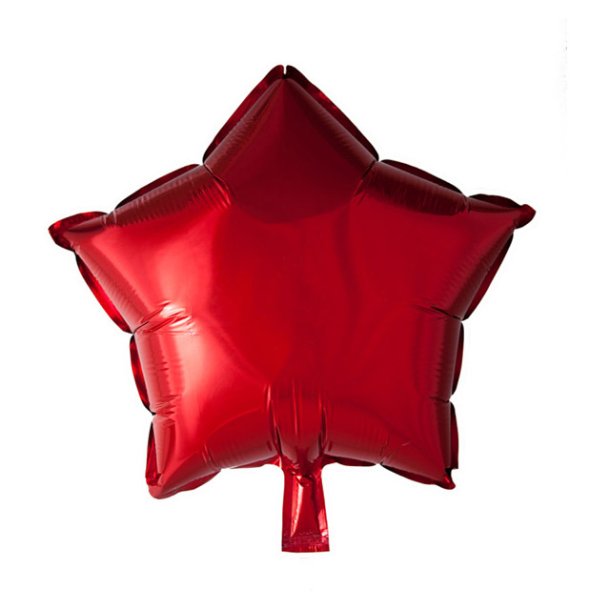 Rd stjerne folieballon - 46 cm