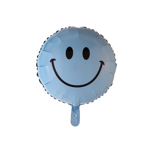 Smiley Folieballon, lysebl -  46 cm
