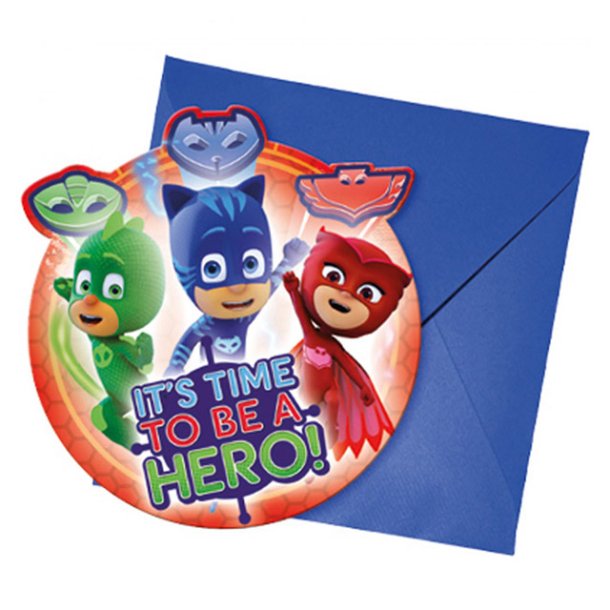 PJ masks invitationer 6 stk.