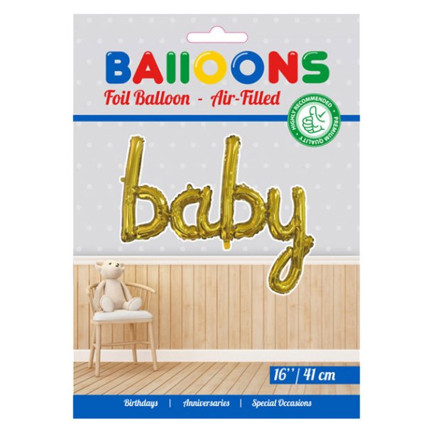 Folieballon BABY, guld   41 cm