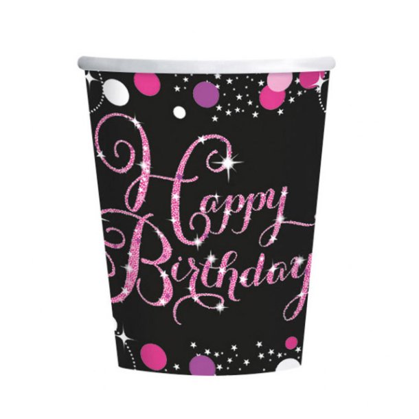 Happy Birthday kopper pap 8 stk., 266 ml.