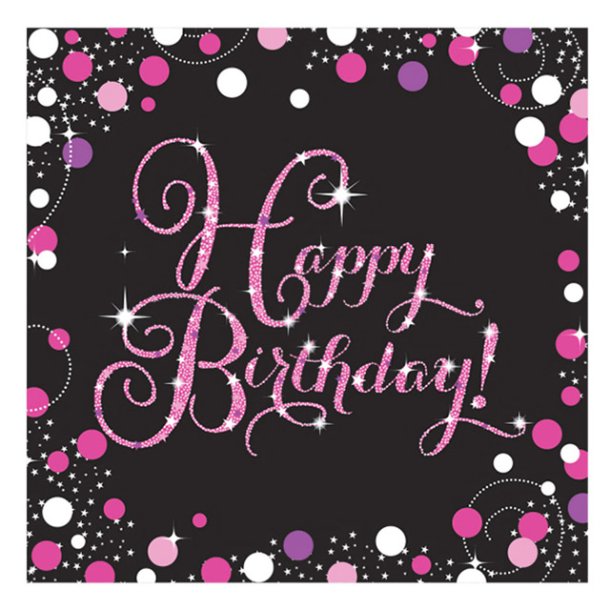 Happy Birthday servietter 16 stk., 33 cm