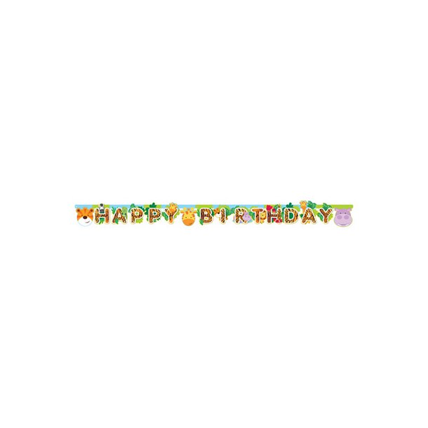 Jungle Happy birthday guirlande, 1,8 meter