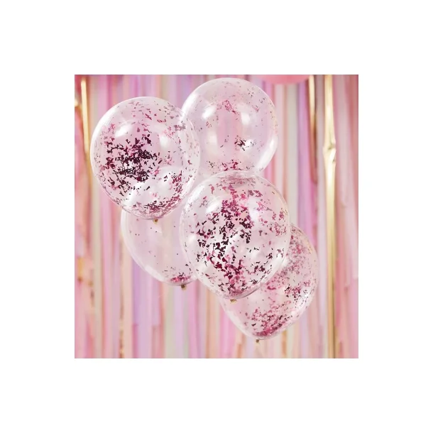 Ballon transparent med konfetti Pink