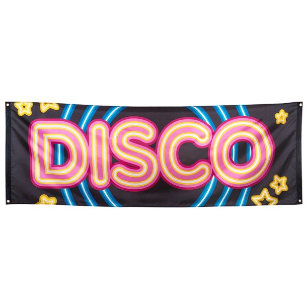 Disco Stof Banner i Neonskilt Look