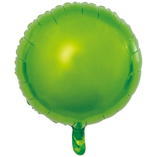 Grn rund folieballon - 46 cm