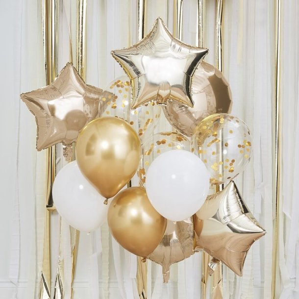 Guld Chrome Ballon Buket Blandet