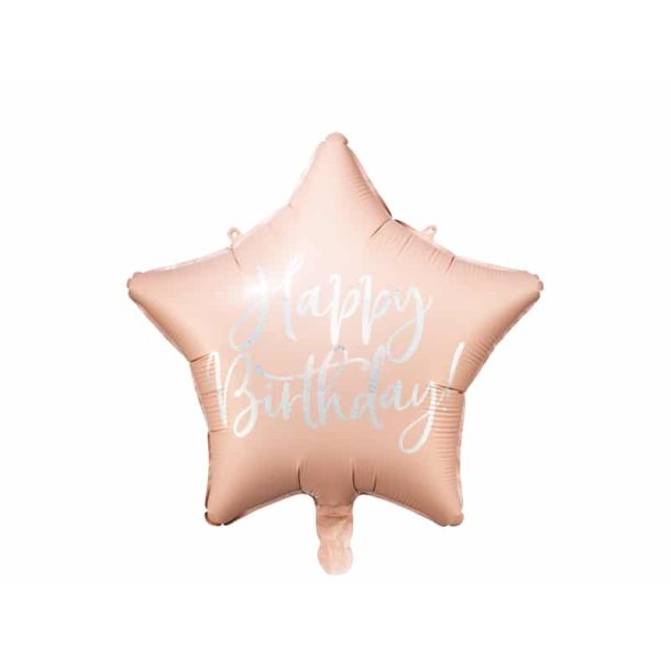 Happy Birthday powder pink stjerne folieballon