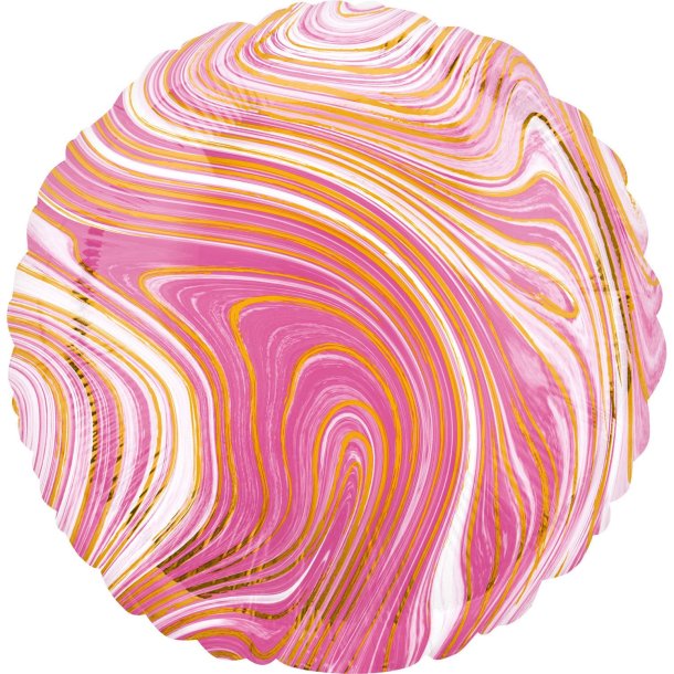 Pink Marblez rund folie Ballon