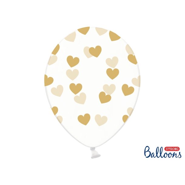 Gennemsigtig ballon med guld hjerter