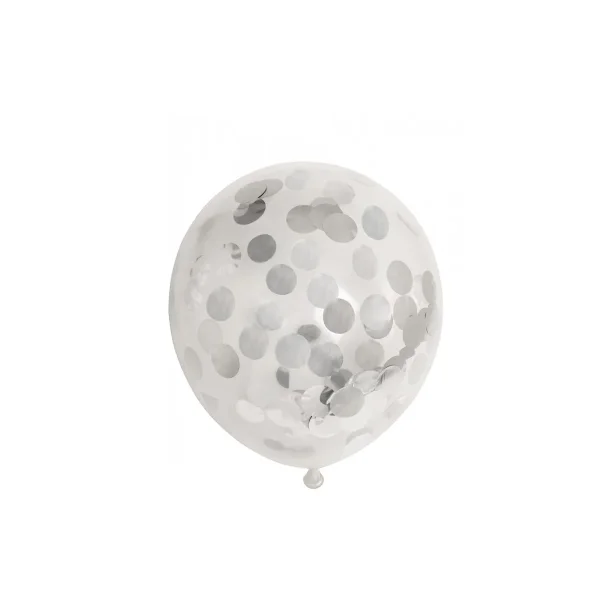 Ballon transparent rund m. slv konfetti