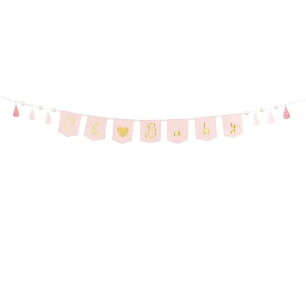 Banner Oh baby with kvaster 2.5 m, light pink