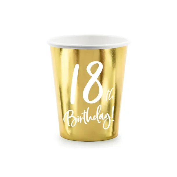 pap kop - 18th Birthday, guld, 220ml