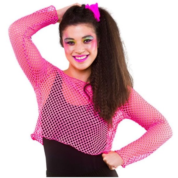 Netbluse i Neon pink med lange rmer