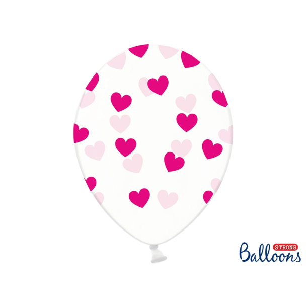 Gennemsigtig ballon med Fuchsia hjerter