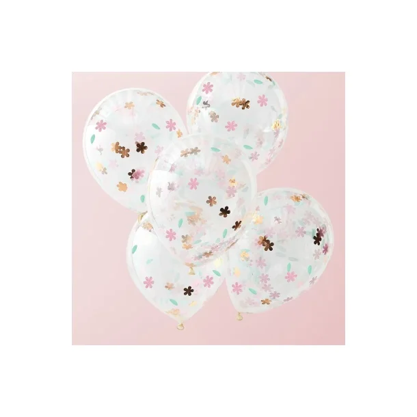 Ballon transparent med konfetti blomster