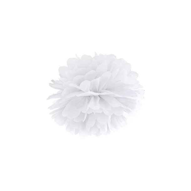 Pompom kugle - Hvid - 35 cm.