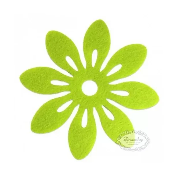 Lime filt Blomster. 6 stk.